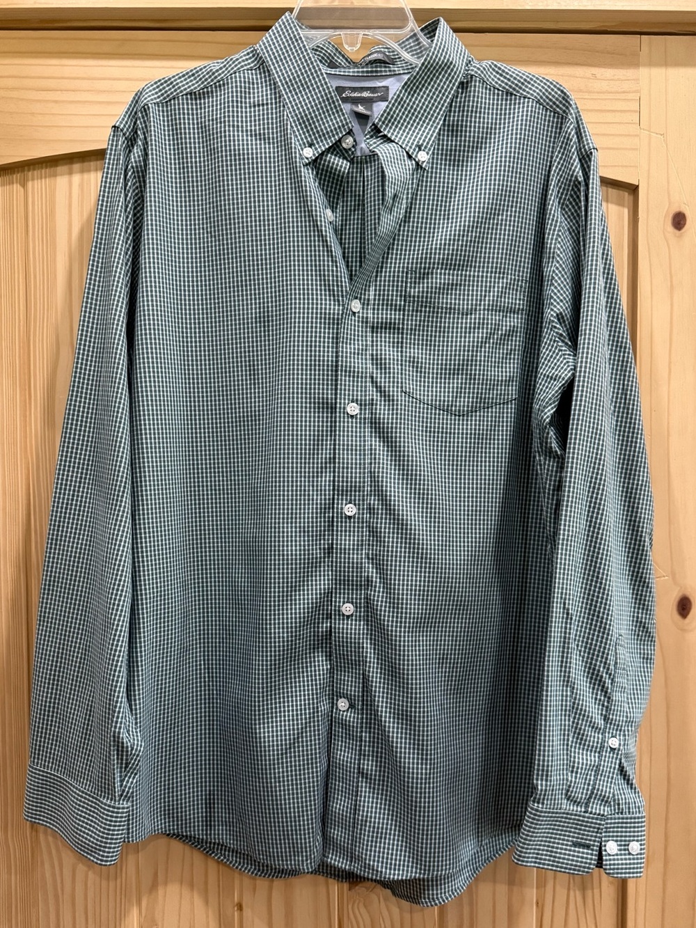 Eddie Bauer Green Gingham Button-Down Shirt